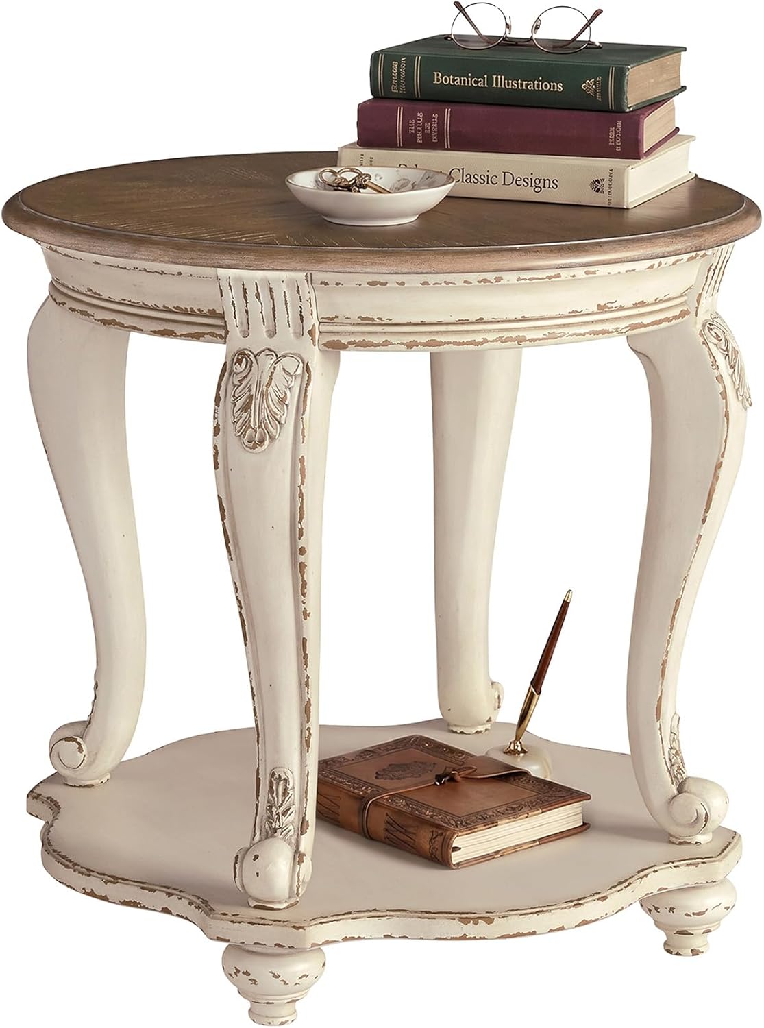 Desk Setup White - Tavolino Rotondo in Stile Country Francese,