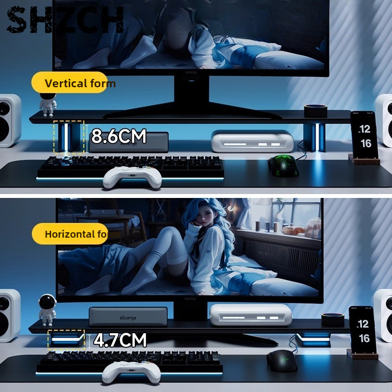 Desk Setup For Laptop And Monitor - Supporto Monitor RGB Ergonomico, Rialzo per