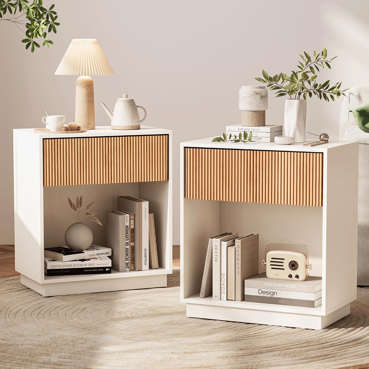 Set di 2 comodini scanalati mo - Desk Setup White recensione e prezzo