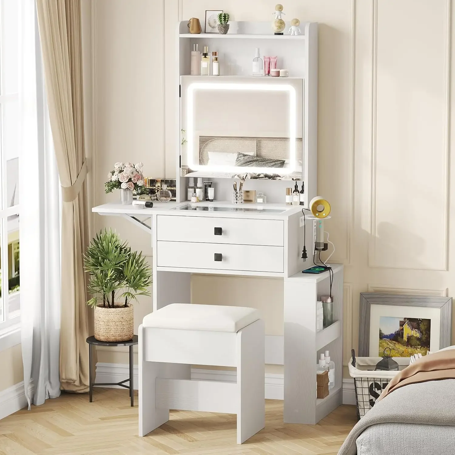 Piccola Scrivania per Trucco c - Desk Setup Charging Station recensione e prezzo